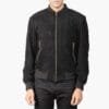 Black Suede Bomber Jacket for Men