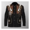 Men's Frontier Heritage fringe suede leather jacket with hand-beaded shoulder panels and contrast Western yoke