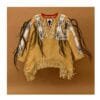 Men's tan suede beaded war shirt with horsehair accents and leather fringe
