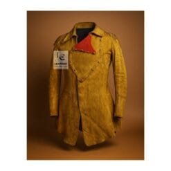 Men's golden buckskin fringe scout shirt in genuine suede with shoulder and back fringe