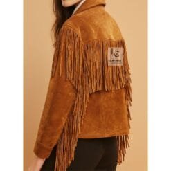Women’s Western Cowgirl Brown Suede Jacket With Fringes WSJ4
