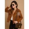 Women’s Western Cowgirl Brown Suede Short Jacket With Fringes WSJ11