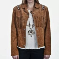 Women's Western Cowgirl Suede Shirt With Fringes And Beads WSJ21