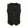 Men's Black Suede Leather V-Neck Vest crafted from genuine suede leather
