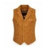 Men's Tan Suede Leather Dress Vest with Notch Lapel crafted from genuine suede leather