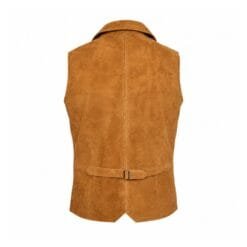 Men's Tan Suede Leather Dress Vest with Notch Lapel crafted from genuine suede leather