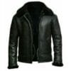 RAF B3 Bomber Aviator Jacket Black Sheepskin Pilot Flight Coat 1