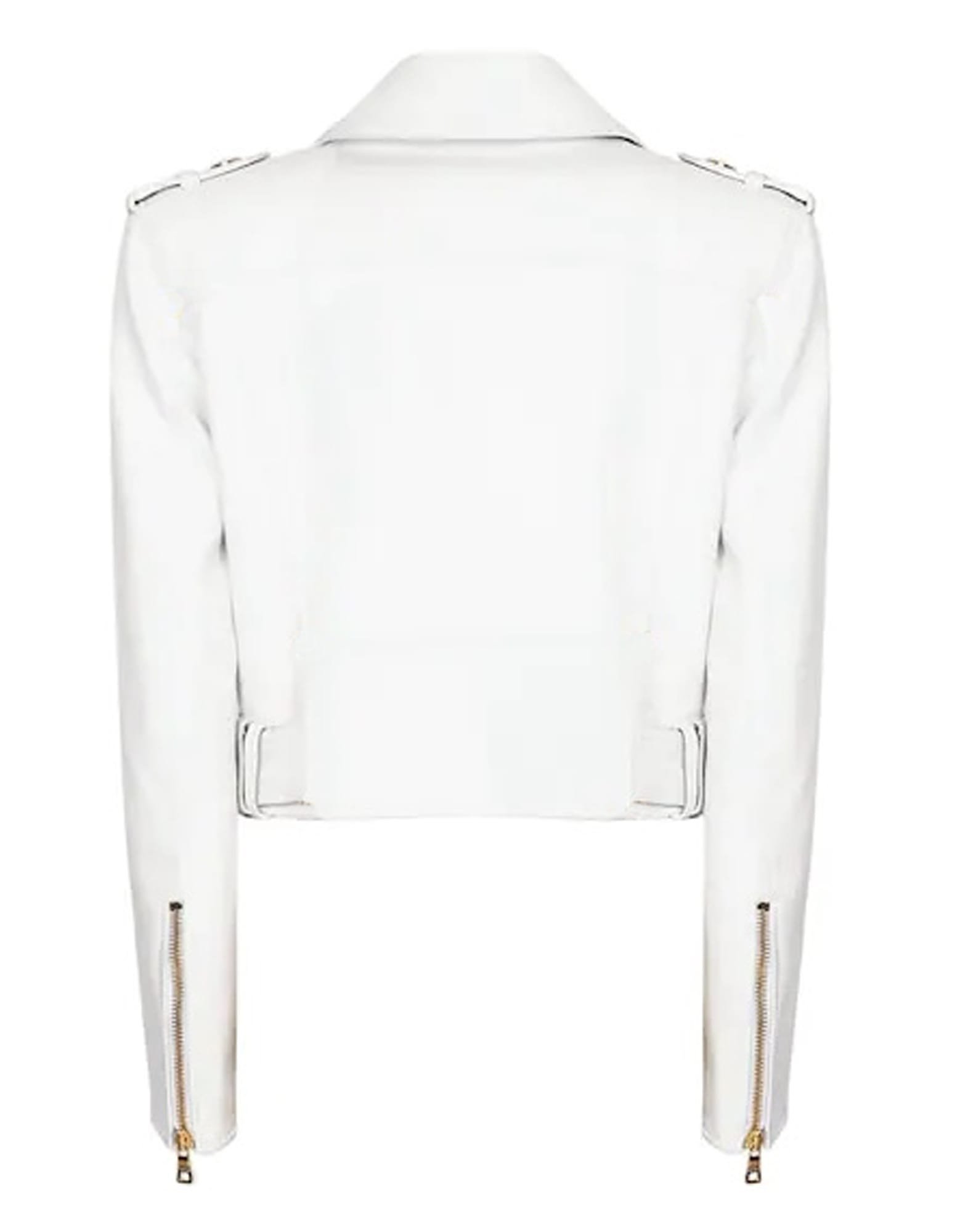 Women Metallic White Leather Jacket WMJ12