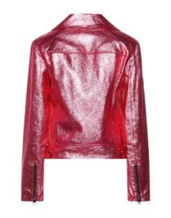 Women Pink Metallic Leather Jacket WMJ8