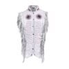 Men's White Fringed Leather Western Vest with Beaded Accents front and back views