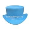 Sky blue leather top hat with simple band and classic handcrafted design