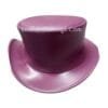 Pink leather top hat with simple band and classic Victorian-style crown