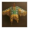 Women's two-tone suede fringe war shirt with geometric beadwork and long sleeve fringe