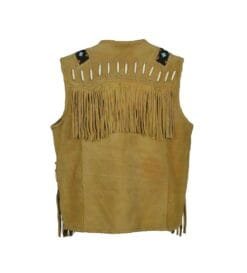 Western Cowgirl Camel Brown Suede Vest With Fringes