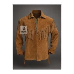 Woman Brown Western Shirt With Fringes and Point Collar