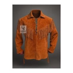 Women's lace-up suede western fringe shirt available in multiple suede colors