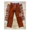 Woman's Rusty Brown Western Pant Native Indian Suede Leather Fringes Pant WSP13B