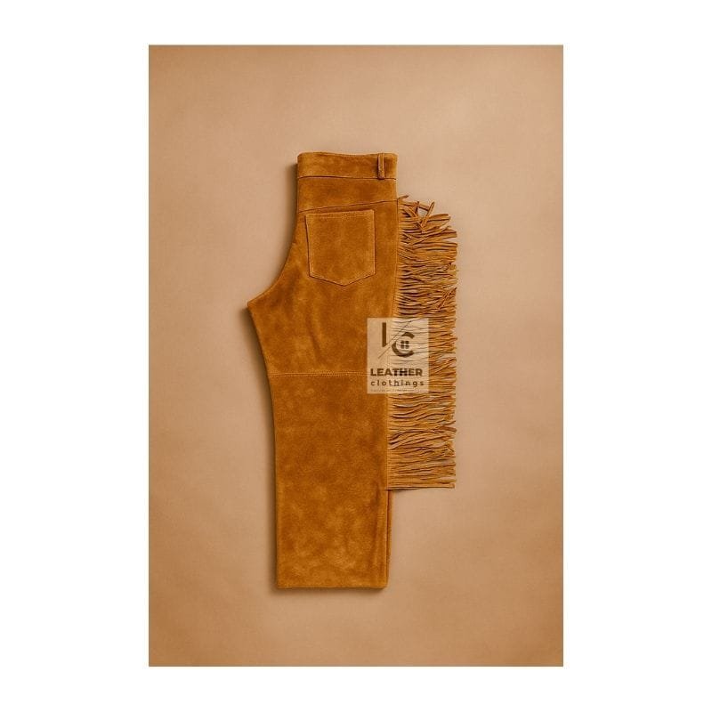Woman's Western Brown Suede Fringes Pant WSP8B Backside