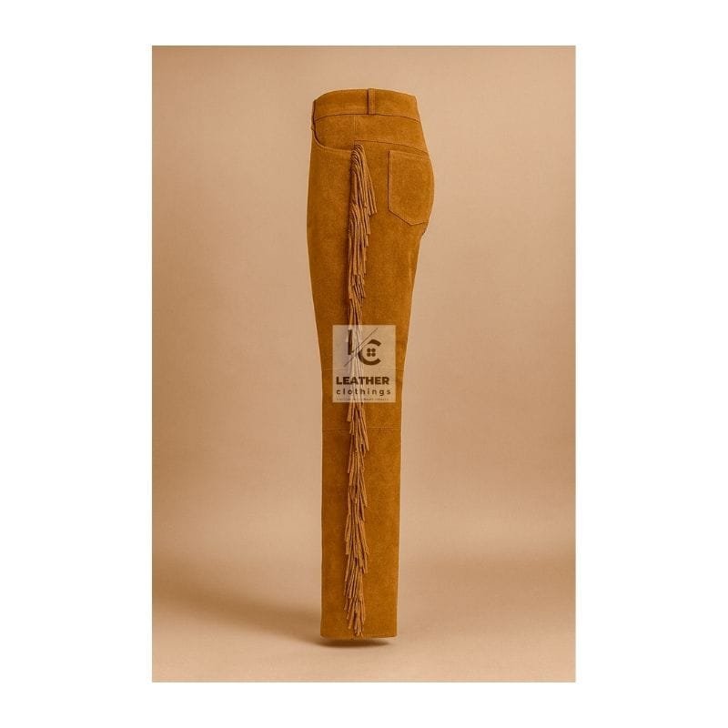 Woman's Western Brown Suede Fringes Pant WSP8B
