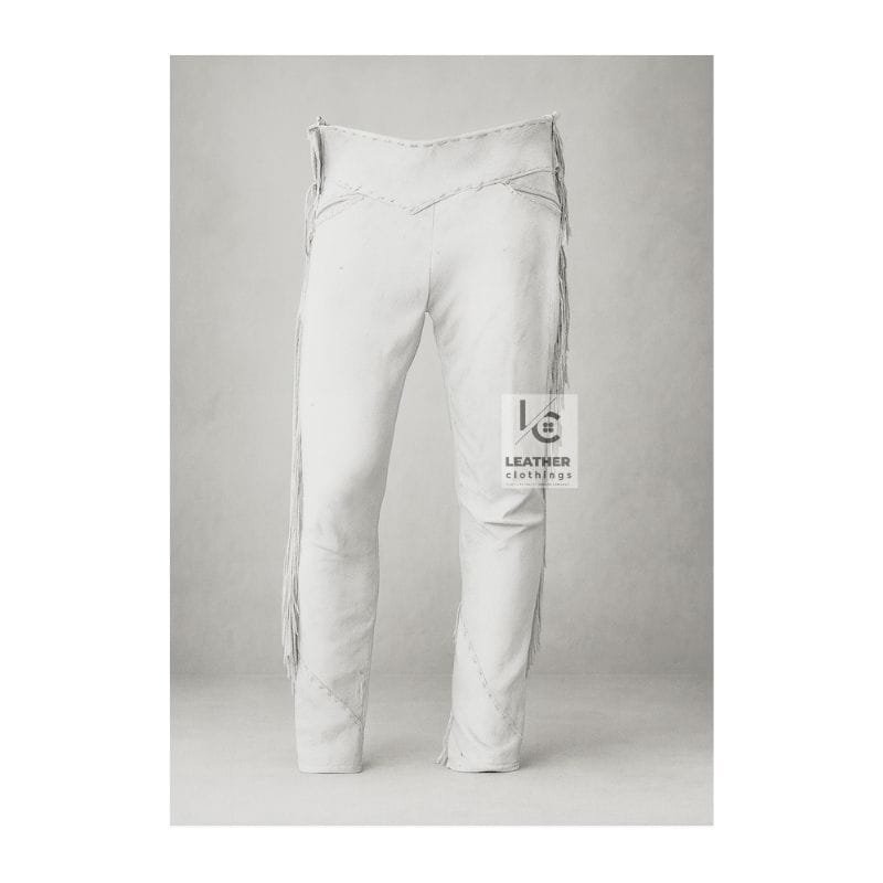 Woman's Western Gray Suede Leather Fringes Pant WSP19D Backside