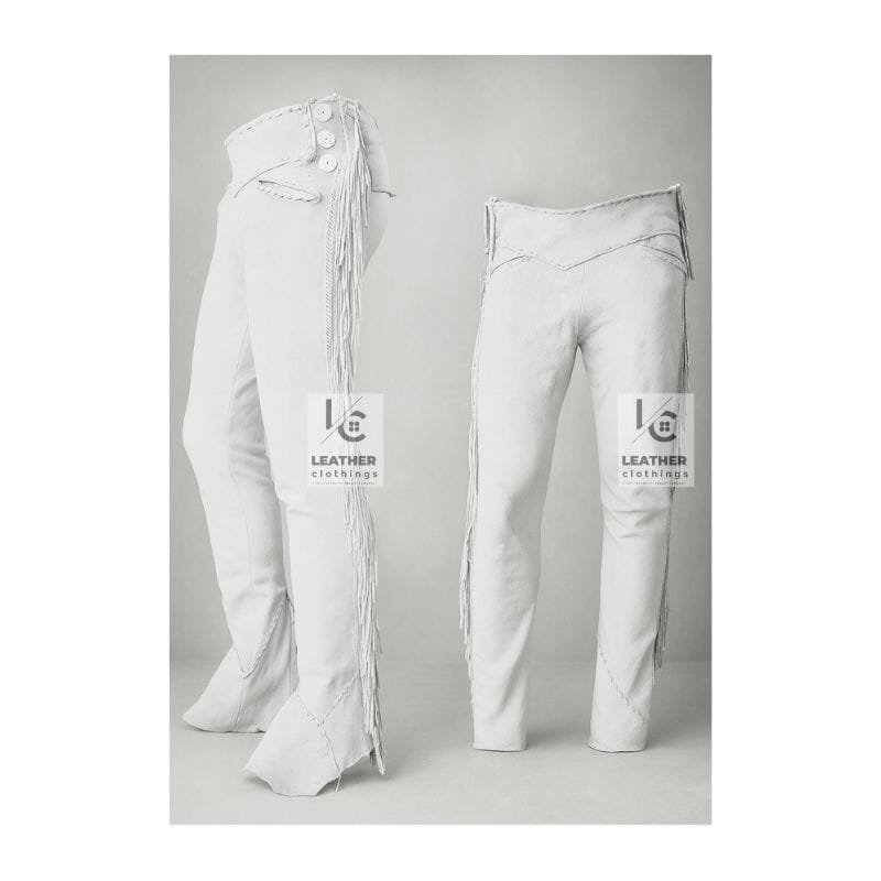 Woman's Western Gray Suede Leather Fringes Pant WSP19D