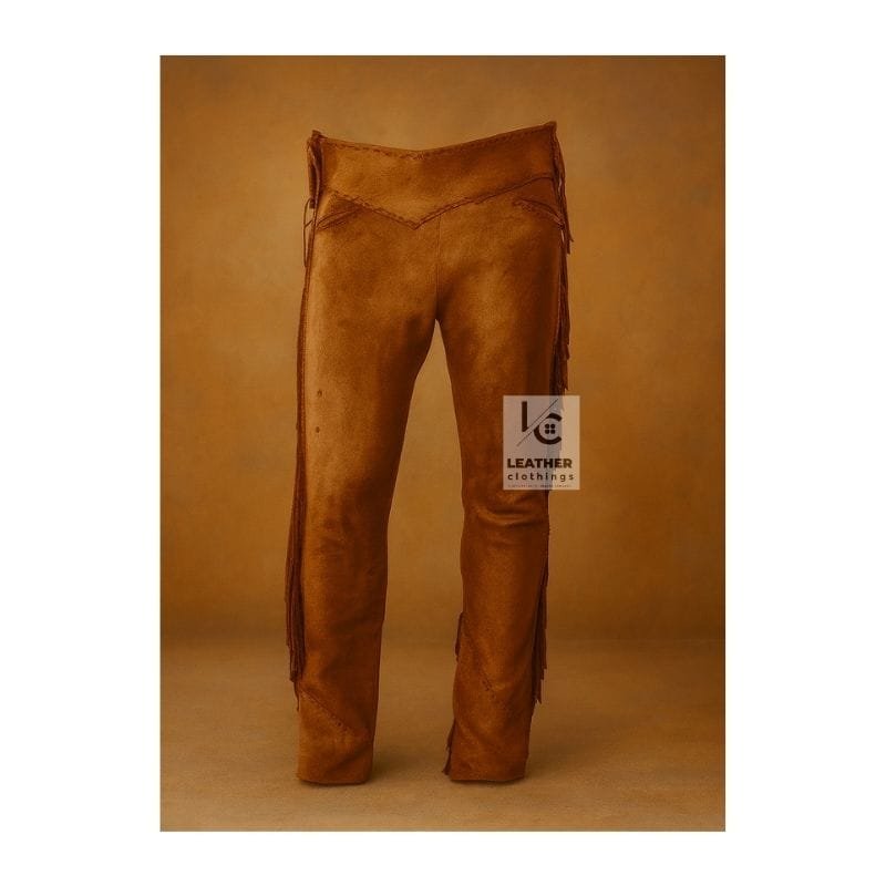 Woman's Western Pant Dark Brown Suede Fringes Pant WSP19B Back Side