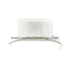 El Dorado White Leather Top Hat With Simple Band | TH121B