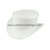 White leather top hat with classic tall crown and clean minimalist band design