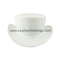 El Dorado White Leather Top Hat With Simple Band | TH121B