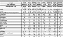 MotoGP Men's Race Suit Size Chart