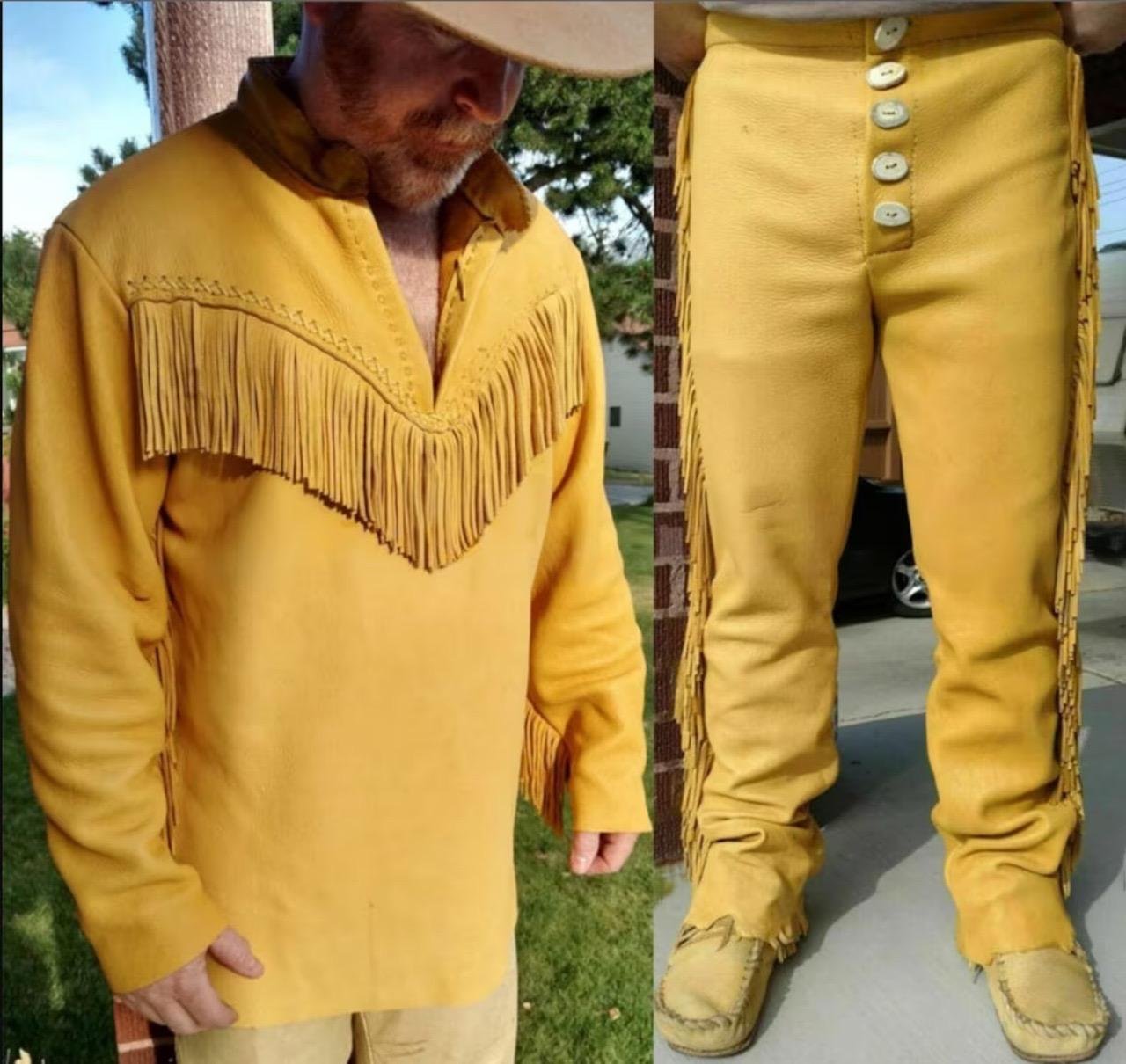 Best Western Pant Shirt For Men– Cowboy Look Perfected - Cowboy Suede Fringe Pant Shirt