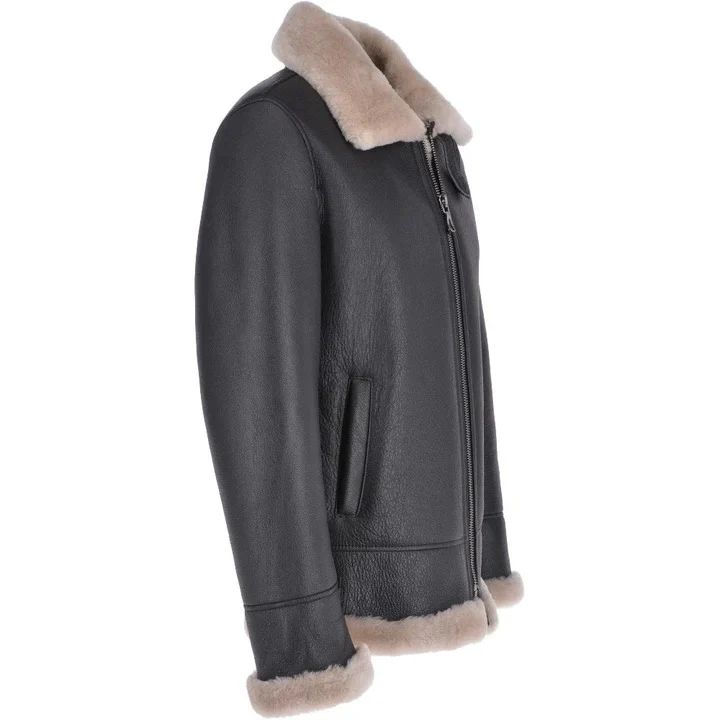 B3 Leather Bomber Jacket for Men's - Sheepskin Coat | MSJ23 - Image 3