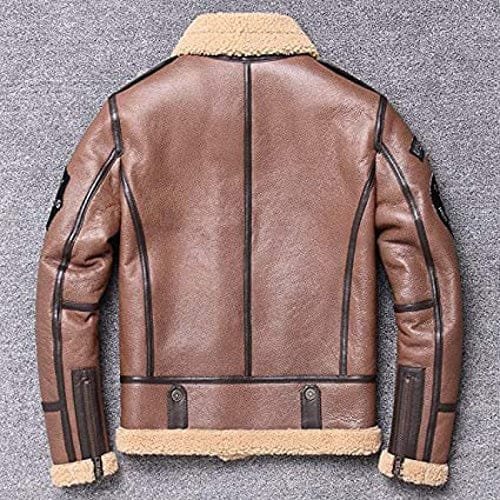Men's Genuine Leather Shearling Bomber Aviator Jacket Sheepskin Coat | MSJ1 - Image 4