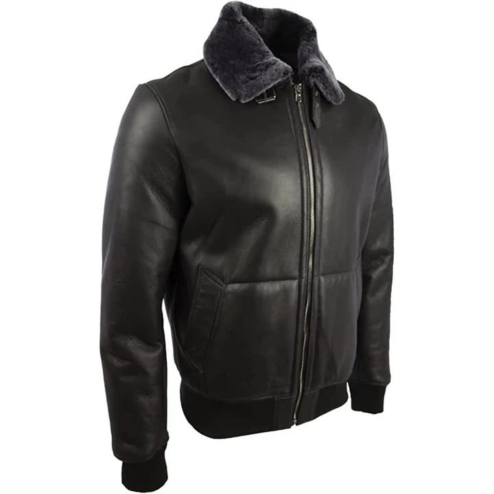 Men's Shearling Leather Jacket - Sheepskin Jacket | MSJ12 - Image 2