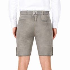 Back view of Men’s Grey Leather Lederhosen with adjustable waist lace