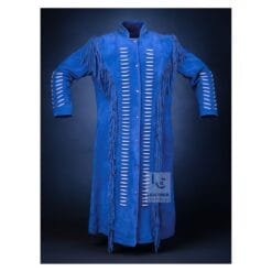 Mens Suede Fringe Coat - Native Style Long Coat - Western Style