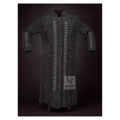 womens black suede fringe coat