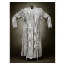 Mens Native American Long Coat - Fringe suede Coat