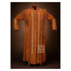 Mens Western Long Coat - Fringes & Beaded Coat