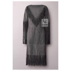 Womens Boho Suede Fringe Dress – Handmade Western Fashion Dress