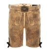 Men's Classic German Lederhosen for Festivals handcrafted from genuine leather with vintage brown finish and Alpine embroidery