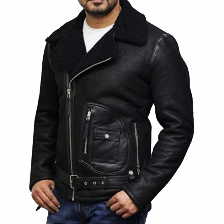 Men's Shearling Bomber Jackets - Aviator Jacket | MSJ32 - Image 2