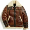 Men's Shearling Aviator Bomber Coat - Winter Jacket