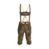 Mens Alpine Rustic Brown Lederhosen Traditional Knee Length Bundhosen with suspenders and beige Alpine embroidery