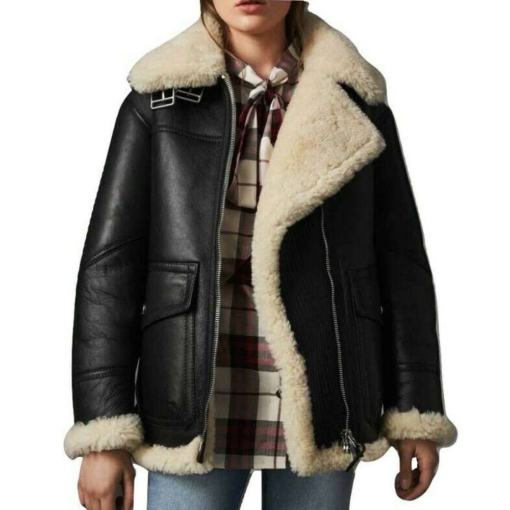 Stylish Shearling Jacket For Women - Aviator Flying Jacket