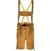 Men's Lederhosen with Suspenders handcrafted from genuine leather featuring antique brown Alpine embroidery
