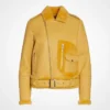 Genuine Leather Shearling Jacket Women - Moto Jacket