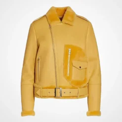 Genuine Leather Shearling Jacket Women - Moto Jacket
