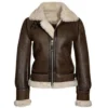Womens Brown Shearling Aviator Jacket