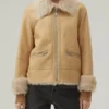 womens Shearling Bomber Leather Jacket